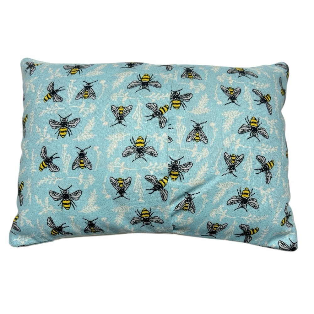 Hand Crafted Embroidered Mom Accent Pillow Blue and White with Bees and Flowers - Picture 2 of 12